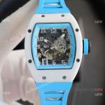 Best Quality Richard Mille RM 010 White Ceramic & Sky Blue Watch 49mm